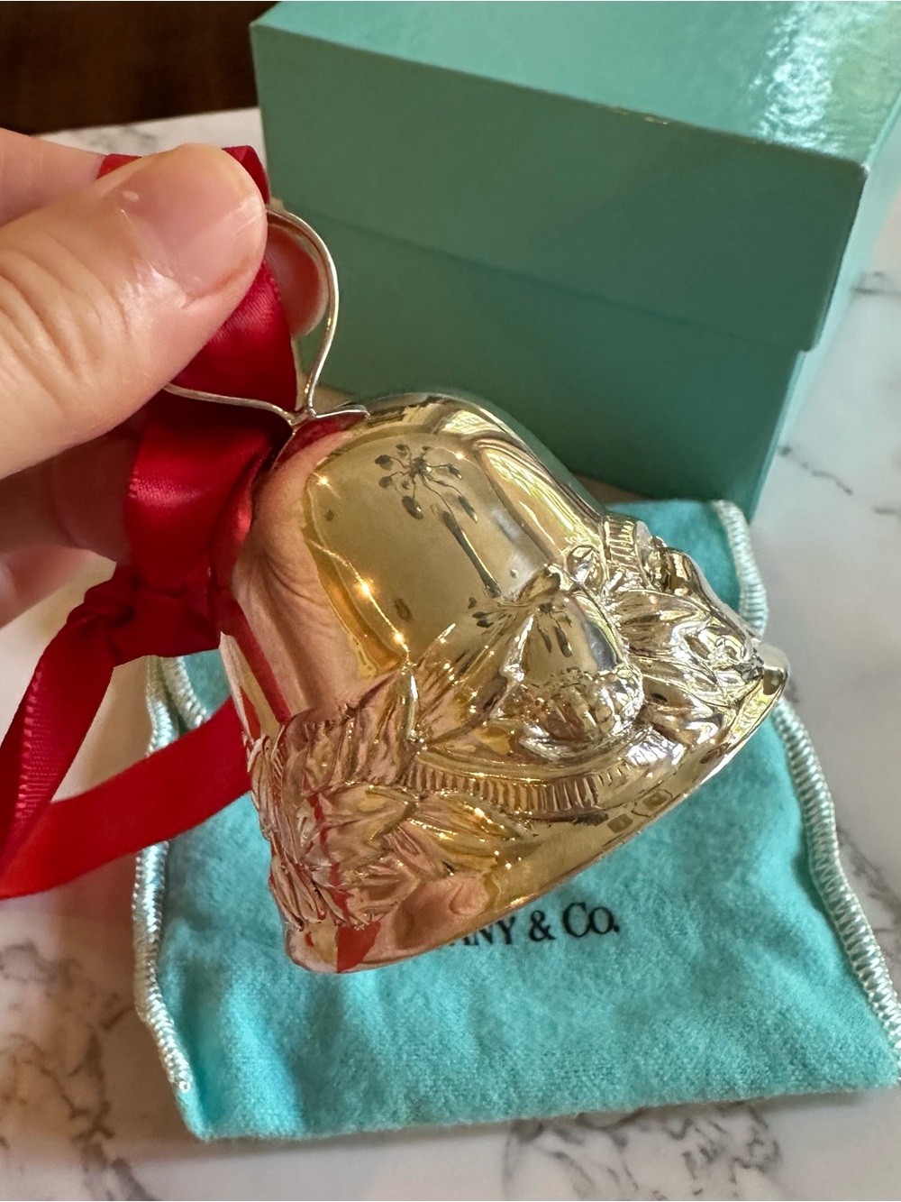 Pristine Vintage Tiffany & Co Sterling Silver 925 Bell Ornament w/ original box